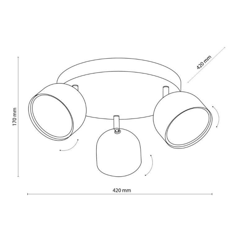 famlights famlights | Deckenleuchte Lena in Schwarz GU10 3-flammig