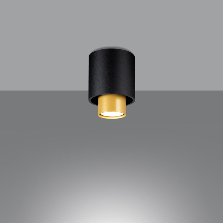 famlights famlights | Deckenaufbauspot Neele in Schwarz und Gold GU10