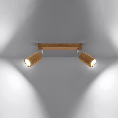 famlights famlights | Deckenleuchte Zayn in Eiche GU10 2-flammig