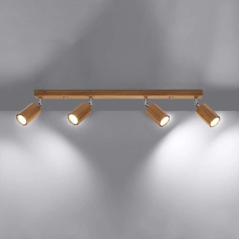 famlights famlights | Deckenleuchte Zayn in Eiche GU10 4-flammig