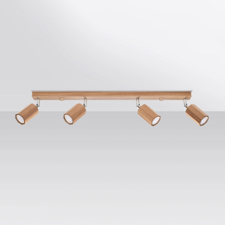 famlights famlights | Deckenleuchte Zayn in Eiche GU10 4-flammig