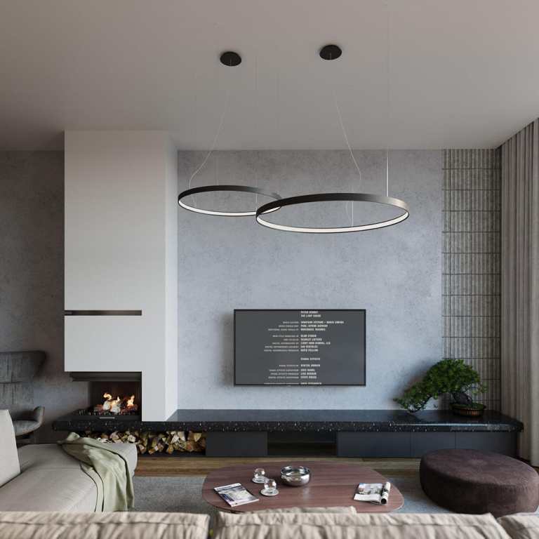 famlights famlights | LED Pendelleuchte Ria in Schwarz 30W 3870lm 3000K