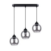 famlights | Pendelleuchte Ali in Schwarz E27 3-flammig linear