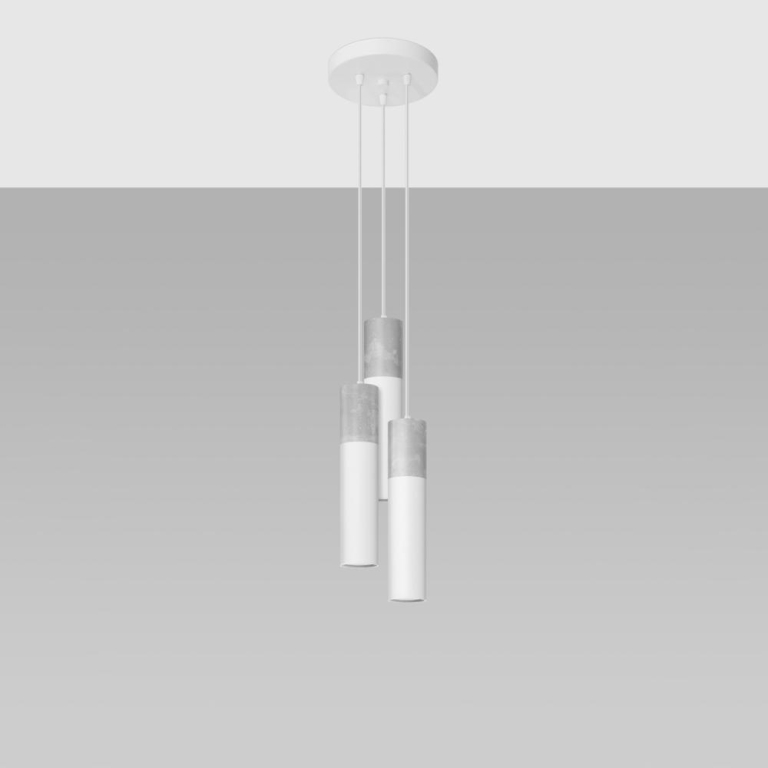 famlights famlights | Pendelleuchte Bine in Weiß und Grau GU10 3-flammig rund
