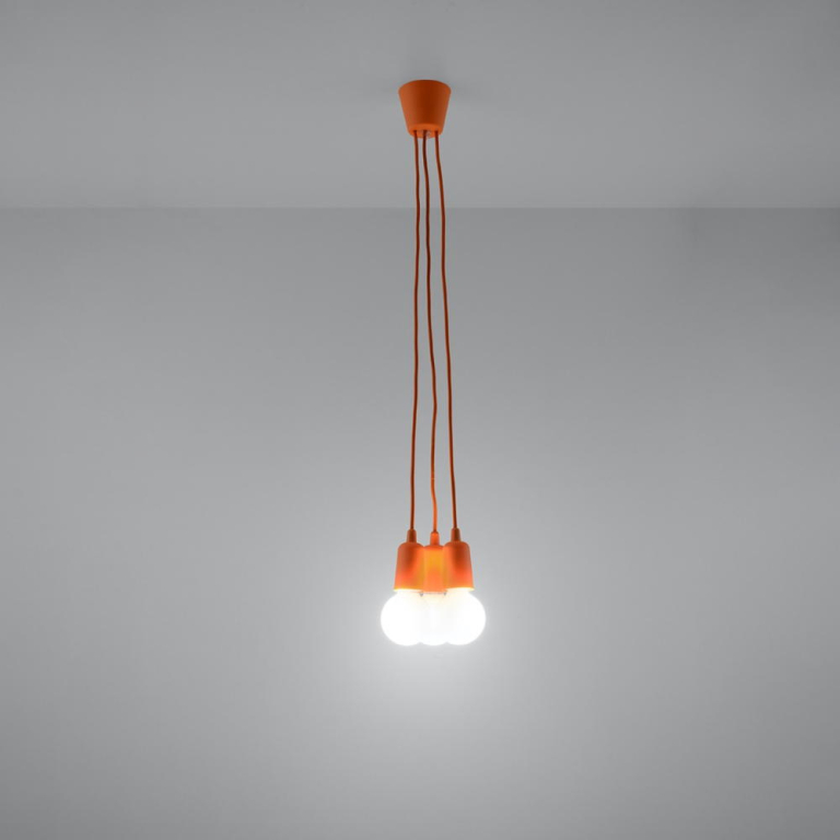 famlights famlights | Pendelleuchte Dani in Orange E27 3-flammig