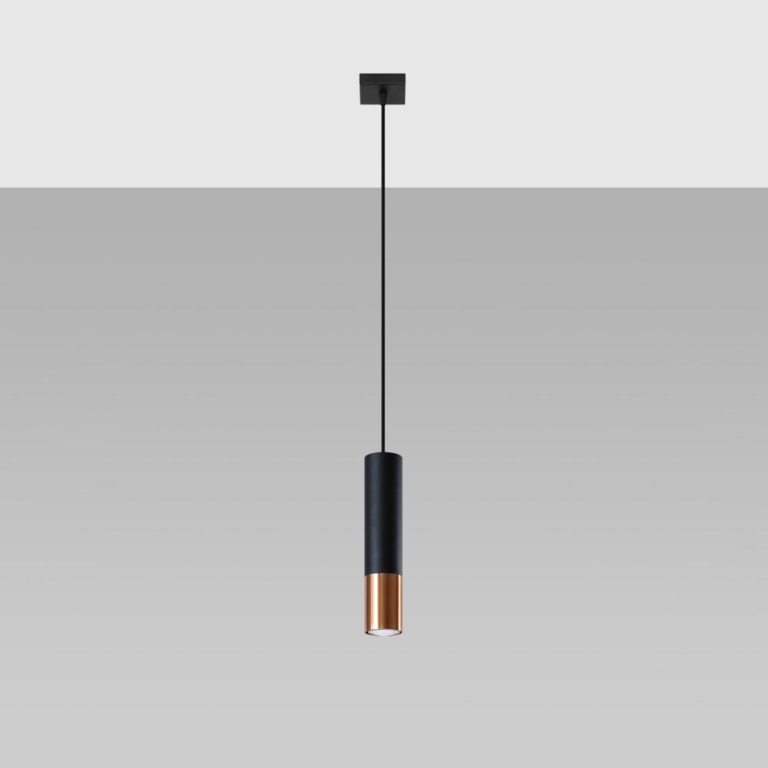 famlights famlights | Pendelleuchte Loys in Schwarz und Roségold GU10 1-flammig
