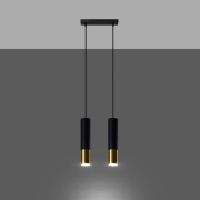 famlights | Pendelleuchte Loys in Schwarz und Gold GU10 2-flammig