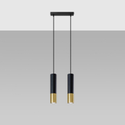 famlights | Pendelleuchte Loys in Schwarz und Gold GU10 2-flammig