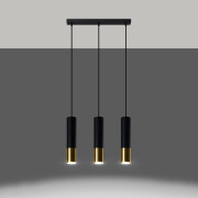 famlights | Pendelleuchte Loys in Schwarz und Gold GU10 3-flammig