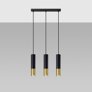 famlights | Pendelleuchte Loys in Schwarz und Gold GU10 3-flammig