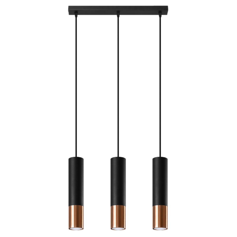 famlights famlights | Pendelleuchte Loys in Schwarz und Roségold GU10 3-flammig