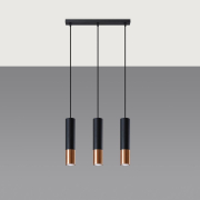 famlights | Pendelleuchte Loys in Schwarz und Roségold GU10 3-flammig