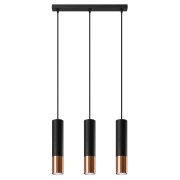 famlights | Pendelleuchte Loys in Schwarz und Roségold GU10 3-flammig