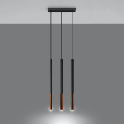 famlights | Pendelleuchte Maleen in Schwarz und Roségold G9 3-flammig