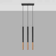 famlights | Pendelleuchte Maleen in Schwarz und Roségold G9 3-flammig