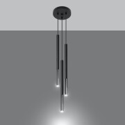 famlights | Pendelleuchte Maleen in Schwarz und Chrom G9 3-flammig rund