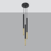 famlights | Pendelleuchte Maleen in Schwarz und Gold G9 3-flammig rund