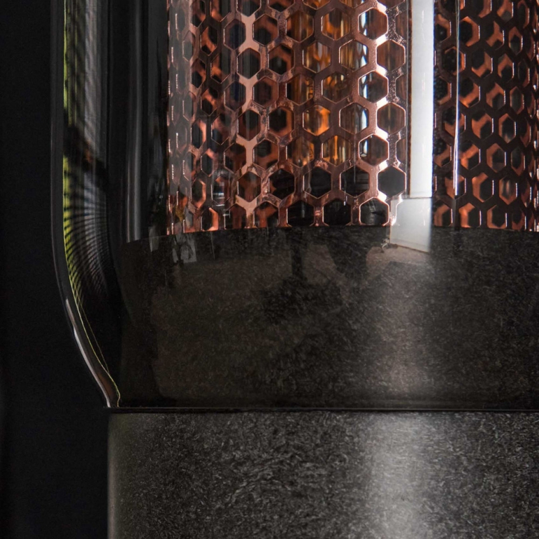 famlights famlights | Tischleuchte Mio in Altsilber und Rauchglas E27