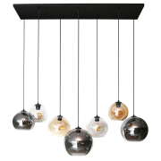 famlights | Pendelleuchte Pam Orlando in Altsilber und Transparent E27 7-flammig