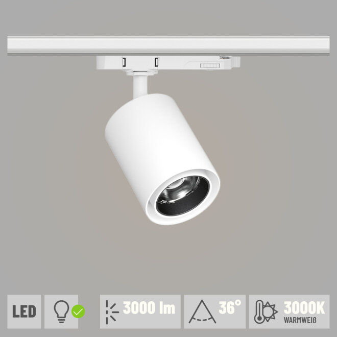 Paulmann ProRail3 LED Schienenspot Kratos weiß 36° 3000lm 25W 3000K (LED fest verbaut)