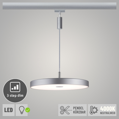 Paulmann URail LED Pendelleuchte Hildor Chrom matt 3-step-Dim 15W 4000K 850lm dimmbar