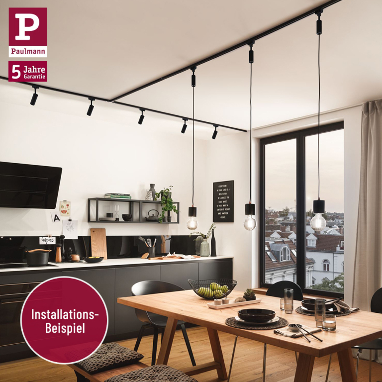 Paulmann URail Schienensystem Basis-Set Schwarz matt + 2x 1m Stromschiene
