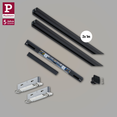Paulmann URail Schienensystem Basis-Set Schwarz matt + 2x 1m Stromschiene