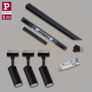 Paulmann URail LED Schienensystem Basis-Set Tubo Schwarz matt + 3 LED-Spots
