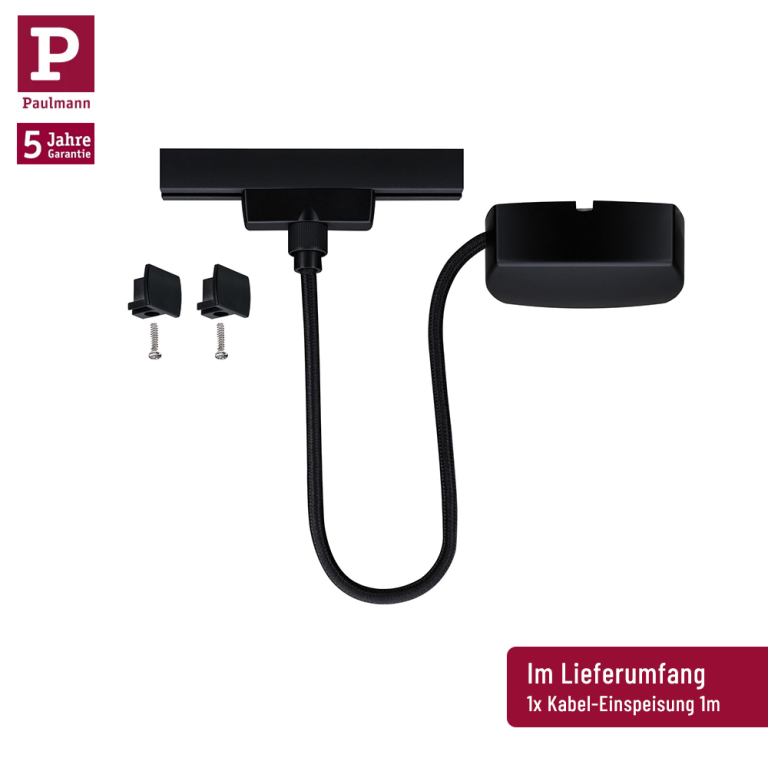 Paulmann URail Schienensystem Basis-Set Schwarz matt 3x 1m Schiene + Kabel-Einspeisung