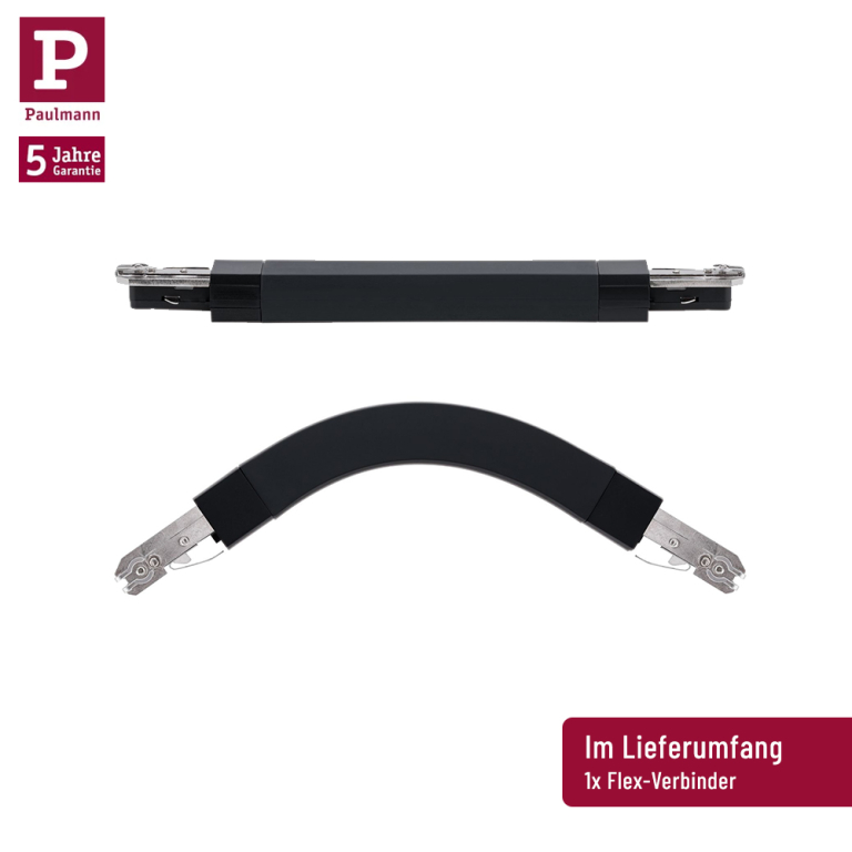 Paulmann URail Schienensystem Basis-Set Schwarz matt 3x 1m Schiene + Kabel-Einspeisung