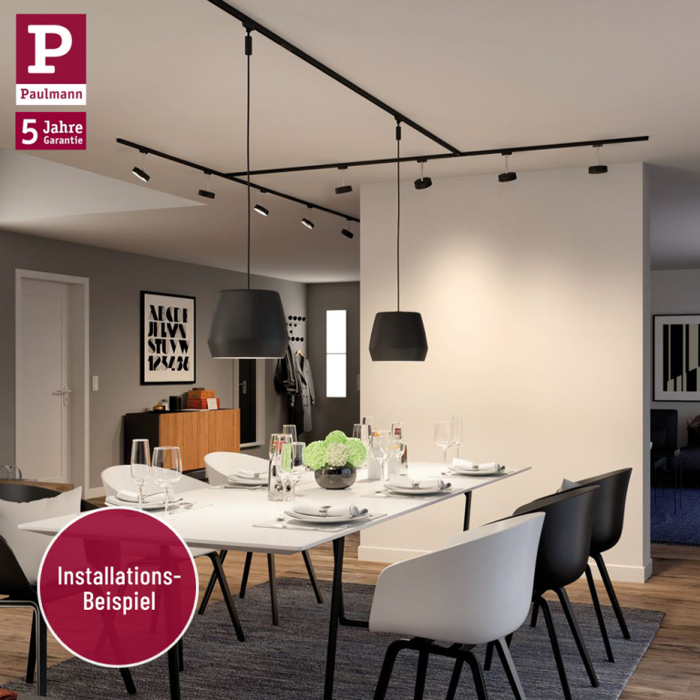 Paulmann URail Schienensystem Komplett-Set Pure II Schwarz matt + 4 Spots