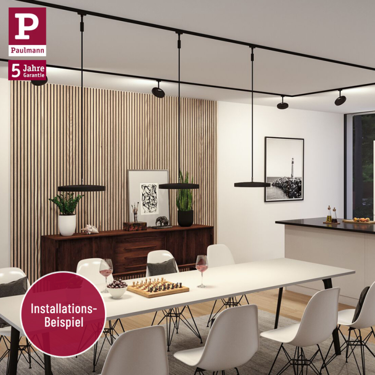 Paulmann URail Schienensystem Komplett-Set Pure II Schwarz matt + 4 Spots