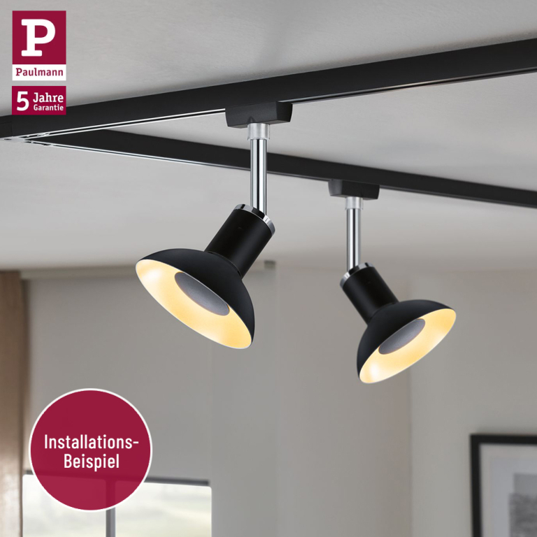 Paulmann URail Schienensystem Komplett-Set Pure II Schwarz matt + 4 Spots