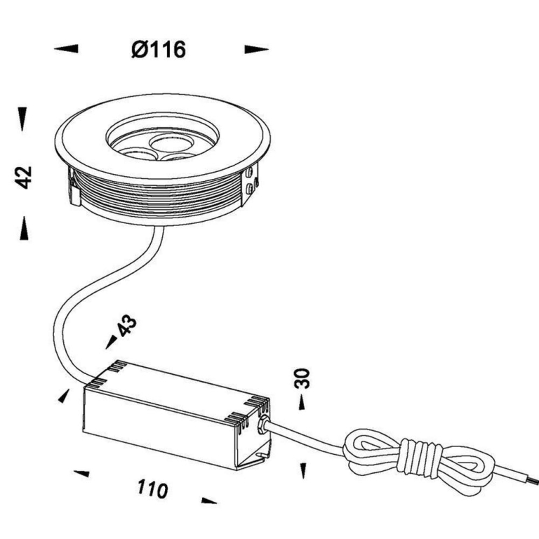 Deko-Light Bodeneinbauleuchte, Flat II 105 mm, 5,5 W, 3000 K, Silber, 220-240 V/AC, 50 / 60 Hz
