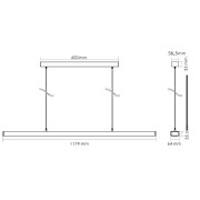 Pendelleuchte, Office Three Up and Down, 60 W, DALI 2.0, 4000 K, Silber, 200-240 V/AC, 50 / 60 Hz