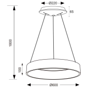 Pendelleuchte, Sculptoris 600 mm, 42 W, DIM, 3000/4000 K, Schwarz, 220-240 V/AC, 50 / 60 Hz