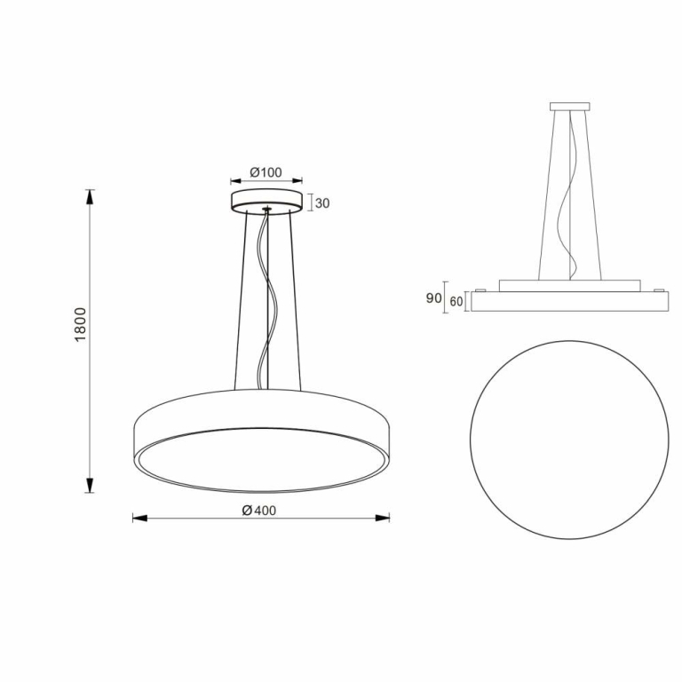 Deko-Light Pendelleuchte, Menkar 400 mm, 45,0 W, 3000/4000 K, Schwarz, 220-240 V/AC, 50 / 60 Hz