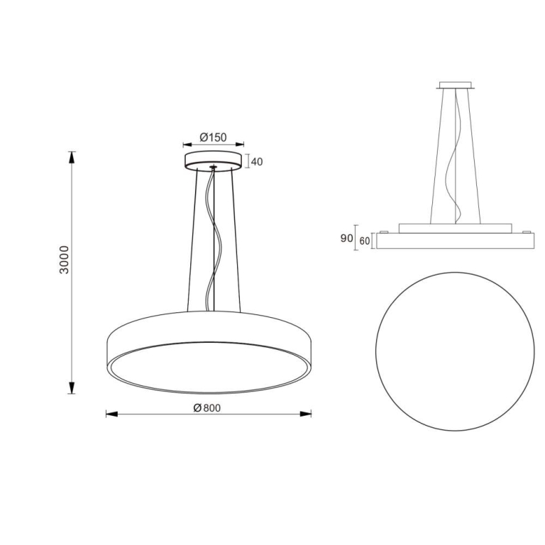 Deko-Light Pendelleuchte, Menkar 800 mm, 90 W, 3000/4000 K, Schwarz, 220-240 V/AC, 50 / 60 Hz