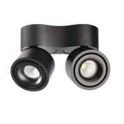 Deckenaufbauleuchte, Uni II Mini Double Tilt, 15 W, DIM, 3000 K, Schwarz, 220-240 V/AC, 50 / 60 Hz
