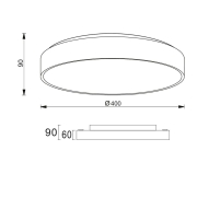Deckenaufbauleuchte, Menkar 400 mm, 45,0 W, 3000/4000 K, Kaffee, 220-240 V/AC, 50 / 60 Hz