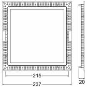 Deckeneinbauleuchte, LED Panel Square 20, 16 W, 2700 K, Weiß, Stromkonstant, 23-24 V/DC, Bemessungss