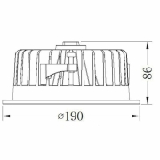 Deckeneinbauleuchte, COB 170 mm Max, 25 W, 3000 K, Weiß, Stromkonstant, 35 V/DC, Bemessungsstrom: 70