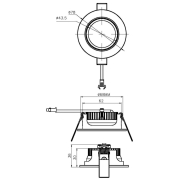 Deckeneinbauleuchte, COB-68-350mA-4000K-Rund-flach-Silber, Stromkonstant, 14-15 V/DC, Bemessungsstro