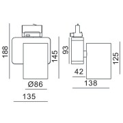 3-Phasen-Spot, Nihal, 33 W, DIM, 4000 K, Weiß, 220-240 V/AC, 50 / 60 Hz