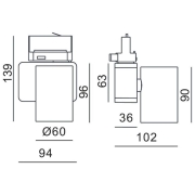 3-Phasen-Spot, Nihal Mini, 15 W, DIM, 4000 K, Silber, 220-240 V/AC, 50 / 60 Hz