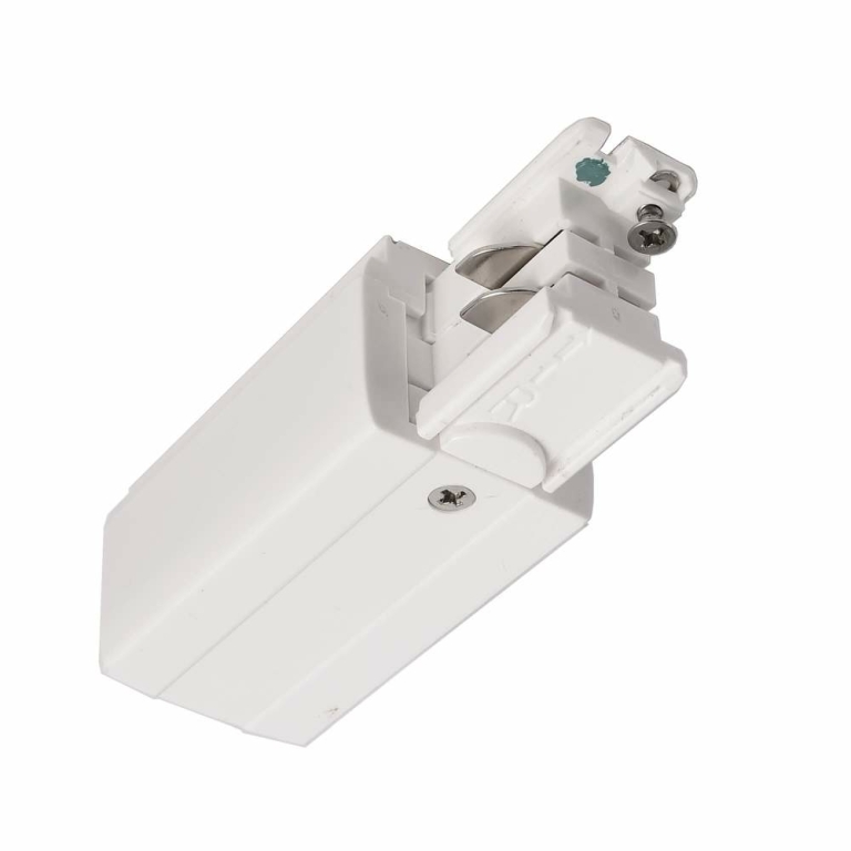 Deko-Light 3-Phasen Schienensystem, D Line elektrischer Einspeiser rechts, Verkehrsweiß RAL 9016, 220-240 V/AC