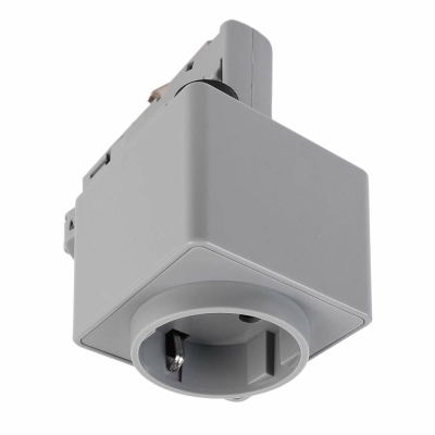  3-Phasen Schienensystem, D Line Steckdosenadapter, Fenstergrau RAL 7040, 230 V/AC