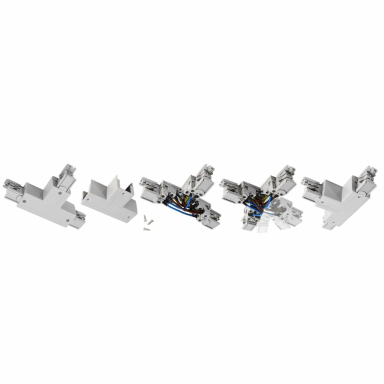 Deko-Light 3-Phasen Schienensystem, D Line T-Verbinder links-links-rechts mit Wechselmechanik, Fenstergrau RAL