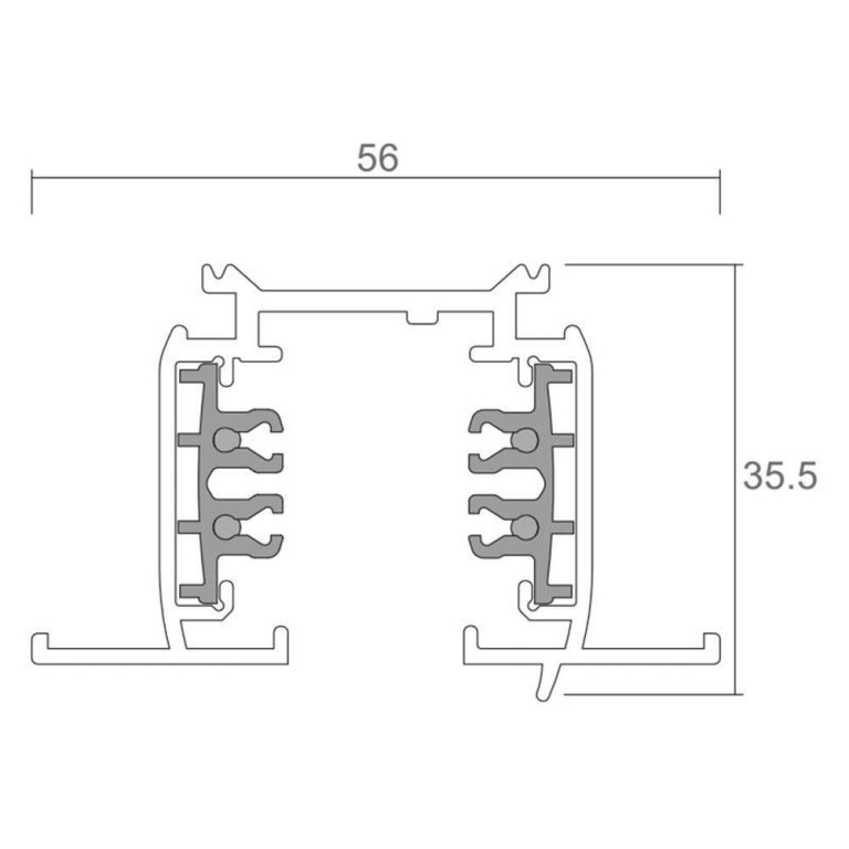 Deko-Light 3-Phasen Schienensystem, D Line Einbaustromschiene mit Flügel 3m, Verkehrsweiß RAL 9016, 220-240 V/A