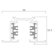 3-Phasen Schienensystem, D Line Einbaustromschiene mit Flügel 3m, Verkehrsweiß RAL 9016, 220-240 V/A